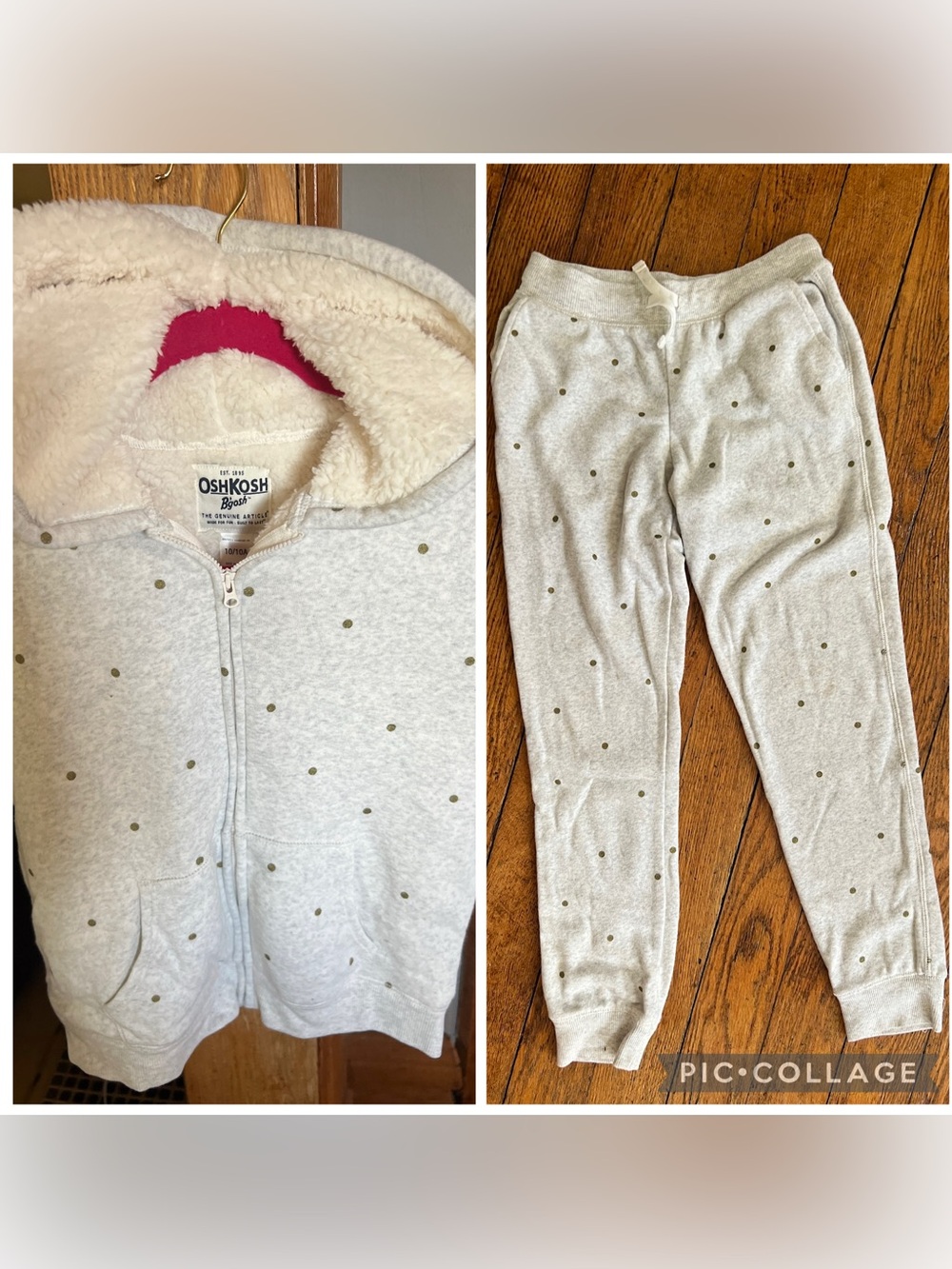 OshKosh B'gosh Cream Heather Zip Hoodie and matching sweat pants joggers